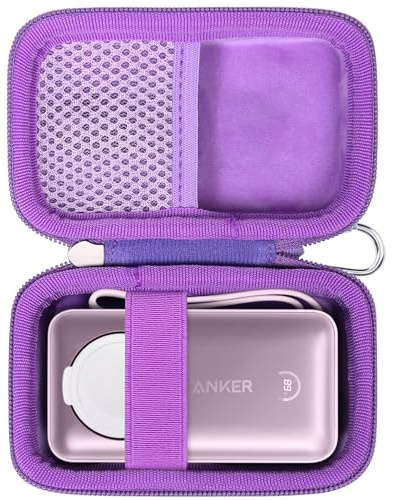 Khanka Estuche rígido de Repuesto para Cargador portátil MagGo de Anker para Apple Watch de 10 000 mAh, Funda de Viaje para Almacenamiento de batería de 35 W máx. de Anker, Morado (Solo Estuche)
