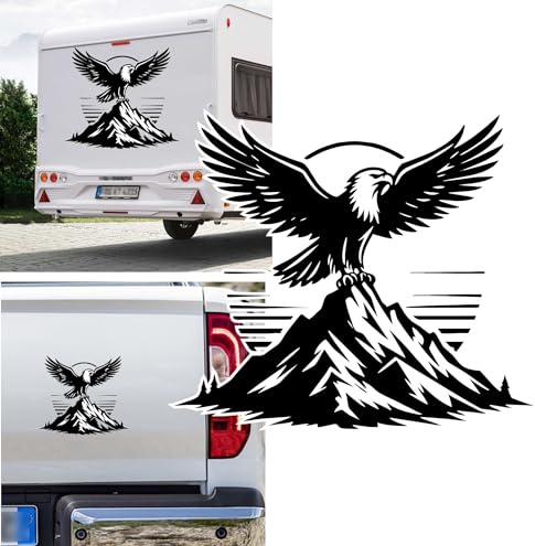 Autocollant boussole aigle aigle de mer liberté - Taille et couleur au choix - Pour remorque, camping-car, caravane - Autocollant de voiture - Rose des vents