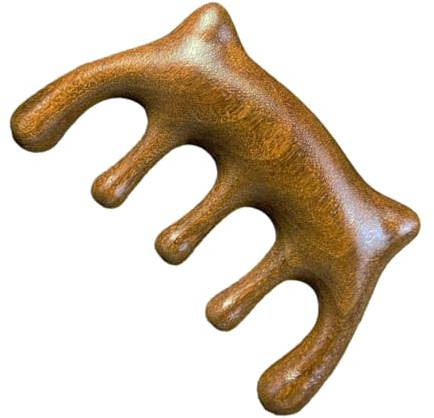 FRCOLOR Holz Kopfhautmassagegerät mit Bequemen Griff Einfacher Körper Akupunktur Massagekamm für Entspannende Massage zu Hause und Freien