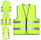 Chaleco Reflectante 4 Piezas - Chaleco Reflectante Homologado, Poliéster, Alta Visibilidad, Bandas Reflectantes, Para Seguridad Vial, Construcción, Ciclismo Nocturno(Amarillo) (Cremallera)
