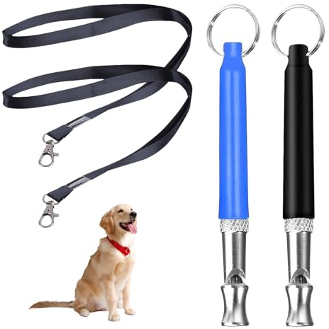 2Stück Hundepfeife Rückruf,Hundepfeife Hochfrequenz Lautlos,High-Frequency Quiet Adjustable Barking With Lanyard Hundepfeife Lautlos,Vielseitig Erziehungshilfen Für Klicker Hunde (Schwarz Blau)