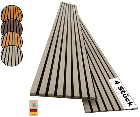 benzwood Akustikpaneele aus Holz, 4 Stück x 120x60cm (Eiche hell)