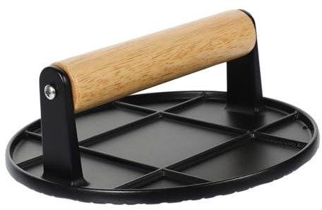 FUNNETOYU Burgerpresse Aluminiumlegierung mit Holzgriff Robuste Antihaftbeschichtete Patty Presse für Zuhause Einfache Formgebung von Burgern und Bacon Press Runder Cooking Mold für Fleisch