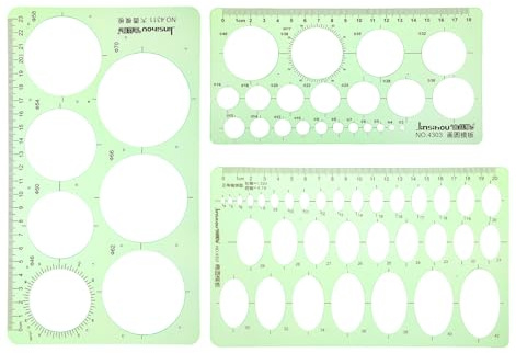 3Pcs Circle Templates, Circle Stencil for Drawing, Drafting & Painting, Geometric Ruler for School, Office & Art Supplies