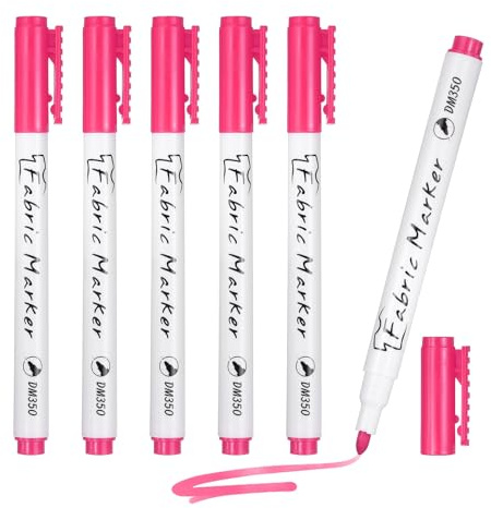PATIKIL Fabric Marker Pen, 6Pcs Permanent Markers on Plastic Wood Stone Metal and Glass Washable DIY Crafts Art Supplies for Clothes Drawing Cover Writing Marking, Pink