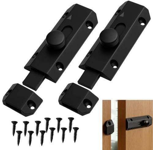 2 Pcs Bathroom Locks for Doors, Bathroom Door Lock, Gate Bolts for Wooden Gates, Door Bolt Lock, Slide Lock for Internal and External Doors, Secure Door Bolts with Durable Construction