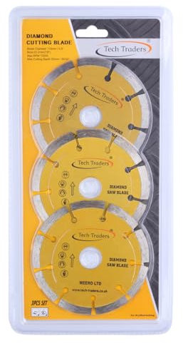 Tech Traders ® 3 x 115mm 4.5 Diamond Disc Cutting Blade Angle Grinder Stone Brick Concrete