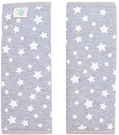 JYOKO KIDS Gurtpolster Universal für Babyschale, Buggy, Autositz (20,5 x 21, White Star)