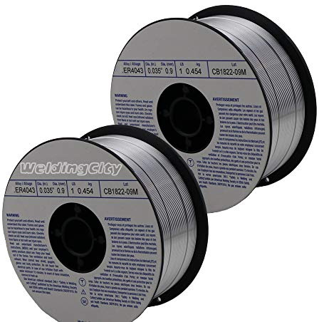WeldingCity 2 Rolls of Aluminum MIG Welding Wire ER4043 1-Lb Spool 0.030 (0.8mm) | Pack of 2