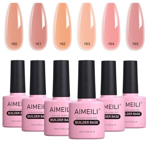 AIMEILI Builder Gel Set for Nails 10ml Builder 8 IN 1 Nail Extension, 6-38 | Builder Gel In a Bottle, Nail Builder Gel UV Dickflüssig, für Nagelverlängerung Nagelreparatur Nail Strengthener UV