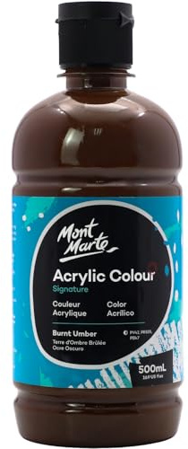 Mont Marte Colori Acrilici-Ambra bruciata, 16,9oz (500ml), finitura semi-opaca, adatta per tela, legno, tessuto, pelle, cartone, carta, MDF e artigianato