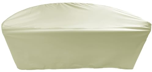 Kaufpirat Premium Abdeckplane Sonneninsel Halbrund Ø B 195 x T 95 x H 75 cm Gartenmöbel Gartentisch Hülle Abdeckung Haube Schutzhülle Abdeckhaube 900 D, 500 g/m², 6.000 mm Wasserbeständigkeit Beige