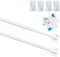 2Pcs Net Curtain Rods Extendable Curtain Rod with 6Pcs Plastic Sticky End Window Hook for Home Bathroom、Windows(50-80CM/20-35Inch,White)