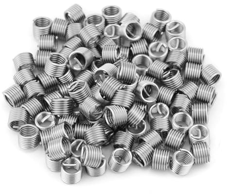 100 Stück M6 Set, M6x1.0x1.5D Einsätze Set, Edelstahl Drahtgewinde Reparatur Hülsen Einsatz Sortiment, Abisoliertes Gewindeloch zu reparieren