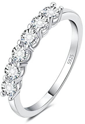 JewelryPalace Modeschmuck Klassisch Moissanite Stapelring Eternity Ring Damen Schmal, Hochzeitsringe Silber 925 Trauringe Eheringe, Vorsteckring Bandring, Frauen Schmuck mit Stein