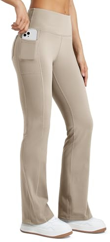 WILLIT Thermo Leggings Damen Winter Gefütterte Fleece Sporthose Yogahose Warm Sport Leggings Laufhose Bootcut Hose High Waist mit Taschen