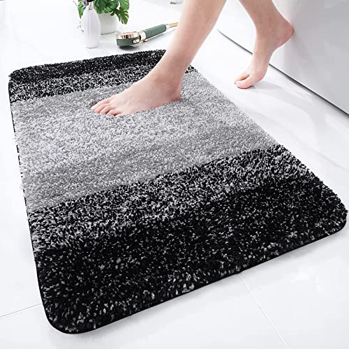 Homaxy Weich Flauschige Badezimmerteppich, Badematte, 51 x 76 cm, Schwarz