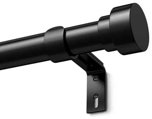 Schwarz Vorhangstange Ausziehbar Gardinenstange Curtain Rod Gardinenstangen für Fenster Outdoor (Schwarz Matt, 76 to 152 cm)