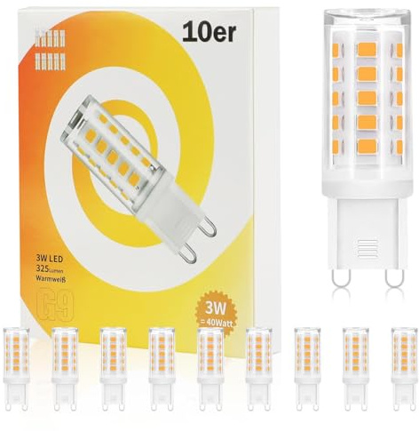 Kowanie G9 LED Lampe - Warmweiß Leuchtmittel 3W LED Birne G9 Glühbirne Ersatz für 28W 30W 40W Halogenlampe Glühlampe Kein Flackern Enegiesparende Nicht Dimmbar 10er Pack