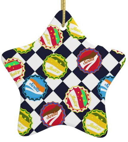Weihnachtsbaum-Dekoration, Sternform, Keramik, zum Aufhängen, Weiß, für Soda-Flaschenverschlüsse