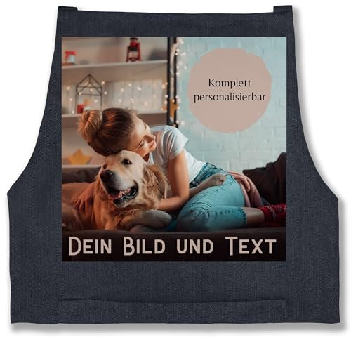 Schürze - Erwachsene - Foto Bild Geschenk I Dein Bild und Text - 85x69 - Jeans Blau - personalisierte geschenke koch kochschürze damen selbst drucken photo backschürze muttertagsgeschenk