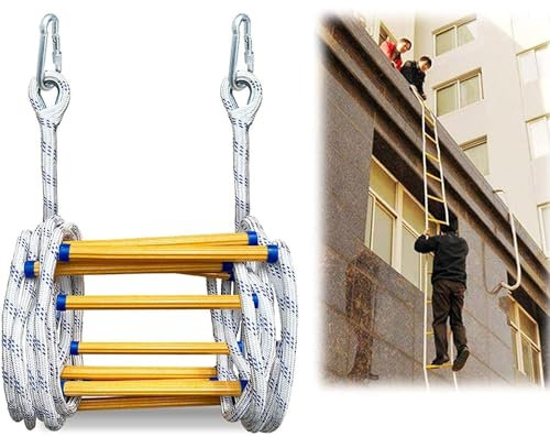 DPLXFPP Feuerfeste Rettungsleiter, 420 kg Tragfähigkeit, Strickleiter, Notfall-Feuerleiter, Notfall-Sicherheits-Fluchtleiter, 2/3/4-stöckig für Heimkletter-Feuerleiter,39FT(12M)