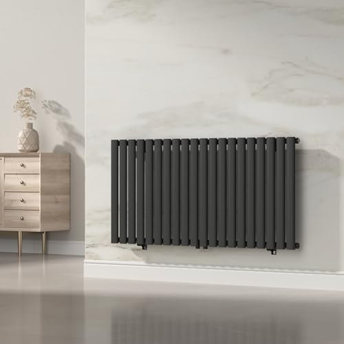 [neu.haus] Termosifone da Parete Radiatore Design Riscaldamento ad Acqua Calda Termoarredo a Pannello Singolo con Elementi Tubolari 60 x 120 cm - Nero