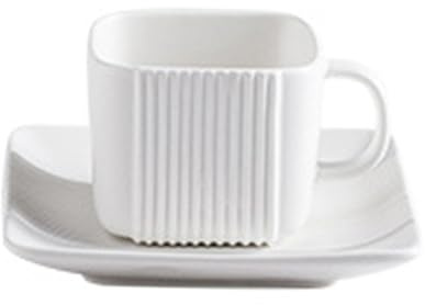 soulnioi Ensemble de tasses à thé carrées en céramique de 120 ml avec soucoupes, tasses à café en céramique avec soucoupe, tasse à thé antidérapante pour invités, maison et bureau, blanc