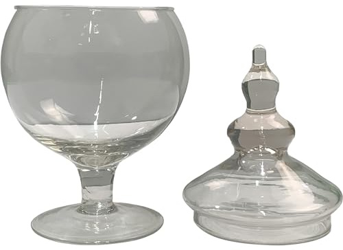 MERCURY SRL Vaso Vetro Potiche, Trasparente, con Piede, con Coperchio, 15x30h cm - Centrotavola, Alzatina, Porta Confetti Caramelle, Decorazioni, Bomboniere, Addobbi Casa Ufficio, Decorativo