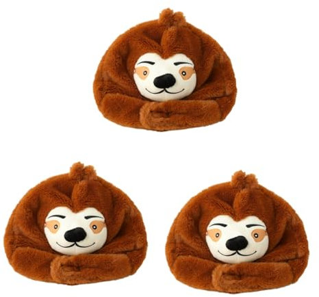 Vaguelly 3 STK Faultier Kopfbedeckung süße Tiermütze Kunsttierhut tierische Plüschtiere Cartoon-Tierhut Kuscheltier gemütlicher Hut Party-Plüsch-Hut Cosplay Partyhut Plüsch und pp Baumwolle