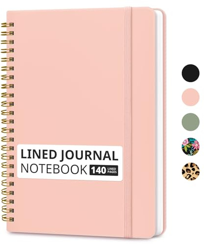 Taja Lined Spiral Notebook for Work, 5.7x7.9 Spiral Journal College Ruled