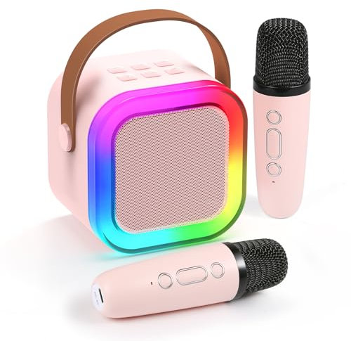 Fede Karaoke per Bambini, Regalo Bambina 3-12 Anni Microfono Bambini Giochi Regali Bambina 3-12 Anni Karaoke con 2 Microfono Bluetooth Giocattoli Regalo Bambino 3-12 Anni