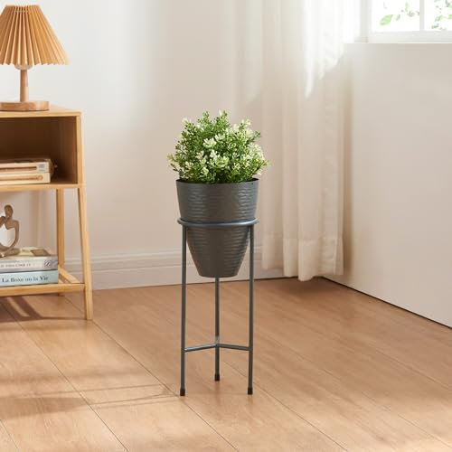 [en.casa] Blumenständer Asten Pflanzenständer mit Blumentopf Metall Schwarz Blumentopfständer Pflanzenregal 40,5x16 cm Blumensäule für innen