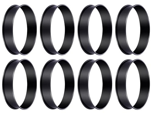 8 Pcs Non-Stick Stainless Steel Crumpet Mold Crumpet Ring English Muffin Ring Double Roll Tart Ring for Baking English Muffin Pan