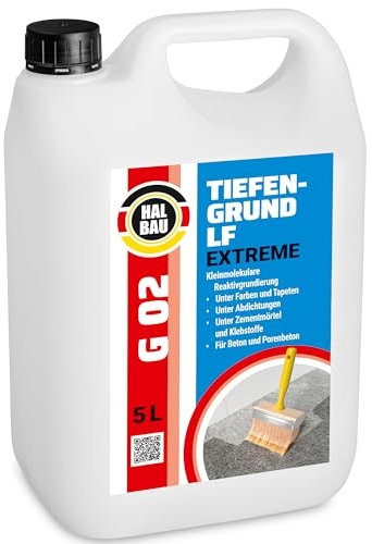 HALBAU Tiefengrund 5 L mit Kaliwasserglas, Silikatgrundierung für Innen, Aussen, Voranstrich für Beton, Farben, Tapeten G02