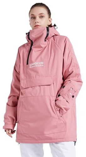Bluemagic Giacca da Sci Calda da Donna, Giacca Invernale Donna Jacket con Cappuccio, Abbigliamento da Neve Invernale Cappotto Antivento Traspirante Caldo Antineve(Rosa,XXL)