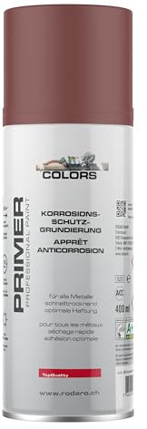 COLORS Korrosionsschutzgrundierung Sprühlack rotbraun - 400ml Spraydose, Rostschutz für alle Untergründe, Schnelltrocknend, Rostschutzlack, Haftgrund für Metall, Blank- und Schleifuntergründe