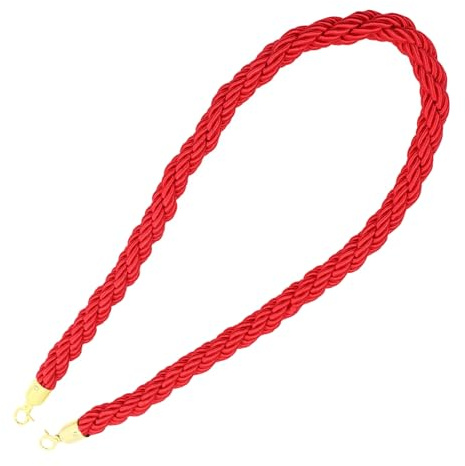 VILLFUL Cordon De Barrière De Sécurité Tressé 1,5 m En Corde Rouge Crochet Métallique Robuste, Longe Pour Poteaux De Garde-corps, Contrôle De Foule Et Organisation D’événements