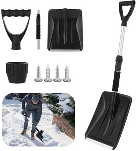byepica Kit pala da neve portatile in lega di alluminio, ideale per camion, auto, campeggio e attività all'aperto invernali