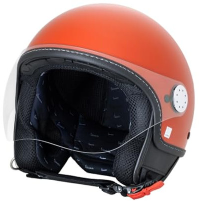 Jethelm Piaggio original Visor 4.0 Demi Jet für Vespa Fahrer mit ECE 22.06 Zulassung (Orange Impulsivo, XL)