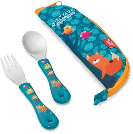 Maped - Couverts enfant avec Étui Jungle Fever - Cuillère et Fourchette