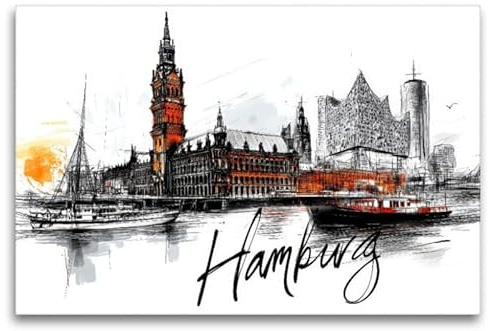 CALVENDO Leinwand · Hamburg | 120 × 80 cm quer · Textil-Leinwand auf Keilrahmen · CALVENDO Leinwand