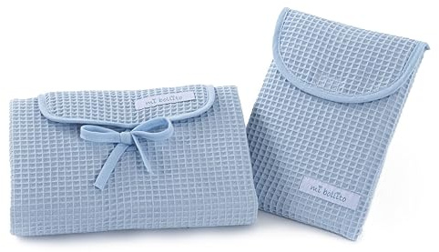 Mi bollito – Set di 2 pezzi, fasciatoio impermeabile e borsa per pannolini per pannolini e salviette. Prodotto interamente in Spagna. (Blu chiaro)