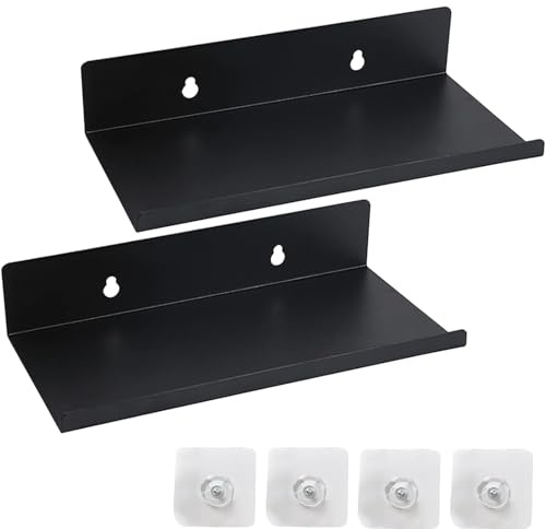 Xiciki 2 Stück Selbstklebend Kleines Wandregal 20x10x4 cm, Ohne Bohren Regal Wand Bad, Schwebendes Mini Regal Badezimmer, Kleberegal Bad für Büro, Zuhause, Küche, Garage usw