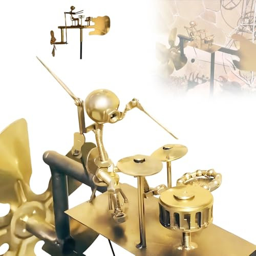 Windrad Garten Metall,38 cm Schlagzeuger Windmühle,Windspiele für Draußen Stehend,Percussionistische Figuren Windspinner für Gartendeko (1 Pcs)