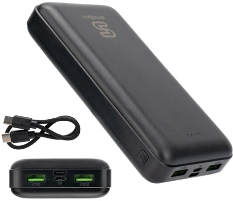 Power Bank 20000mAh Ricarica Rapida – Caricatore Portatile con 4 Porte USB e USB-C, Compatibile iPhone e Android, Ideale per Viaggi e Lavoro