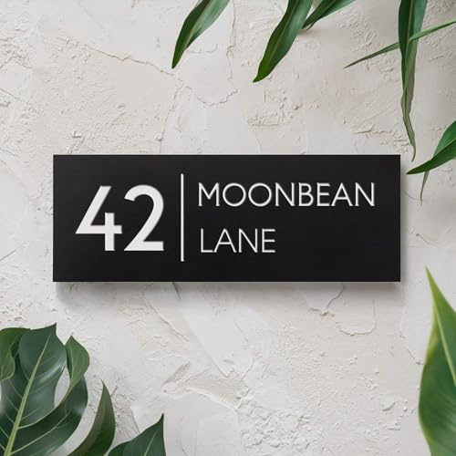 Letrero acrílico personalizado con el nombre de la calle, placa de matrícula de casa personalizada de acrílico para puerta al aire libre (1)