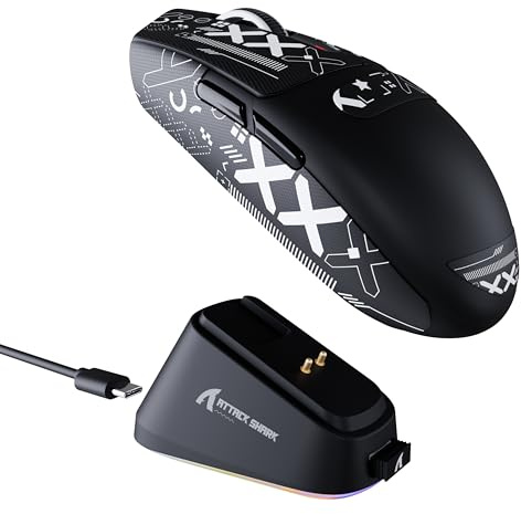 ATTACK SHARK G3PRO Gaming Mouse with Magnetic Charging Dock, PixArt PAW3311 Gaming Sensor, BT/2.4G Wireless/Wired Gaming Mouse with Grip Tape, 25000 DPI, Gamer Mice for Win11/Xbox/PS/Mac (Black)