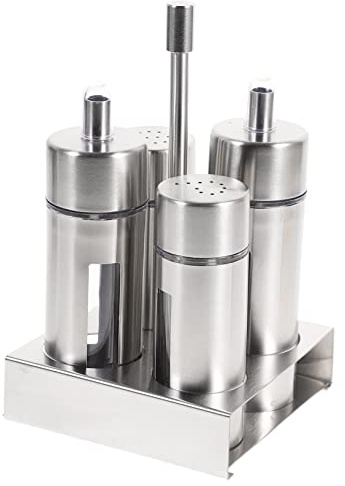 Healifty Set De Sal y Pimienta Contenedores De Especias Tarros Para Condimentos y Base Metálica Hogar