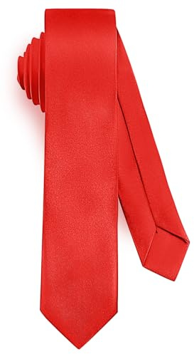URAQT Cravate Rouge Homme, 5CM Étroit Slim Plusieurs Couleurs Disponibles, Cravate Unie pour Mariage, Affaires Formelle, Cadeau de Fête des Pères